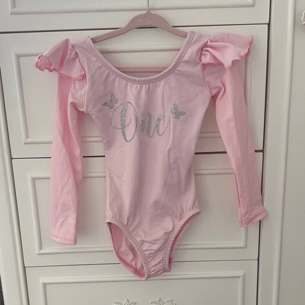 First birthday ONE leotard size 2/3 Pink Ruffled Kids One Piece